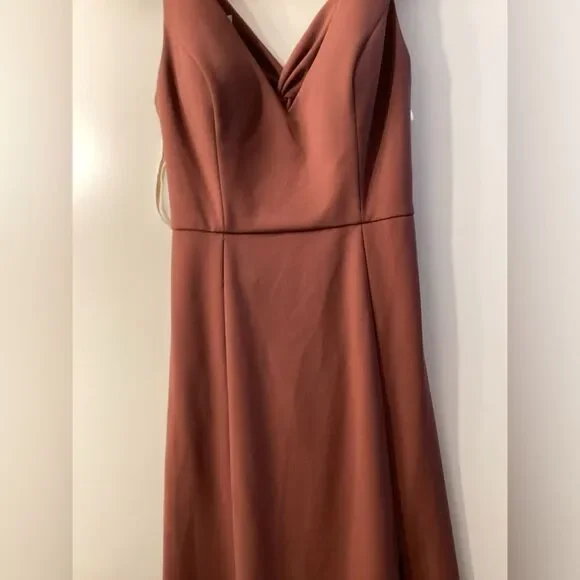 Jenny Woo Rust Brown Sleeveless V-Neck Maxi Dress Size 12 - Picture 6 of 14
